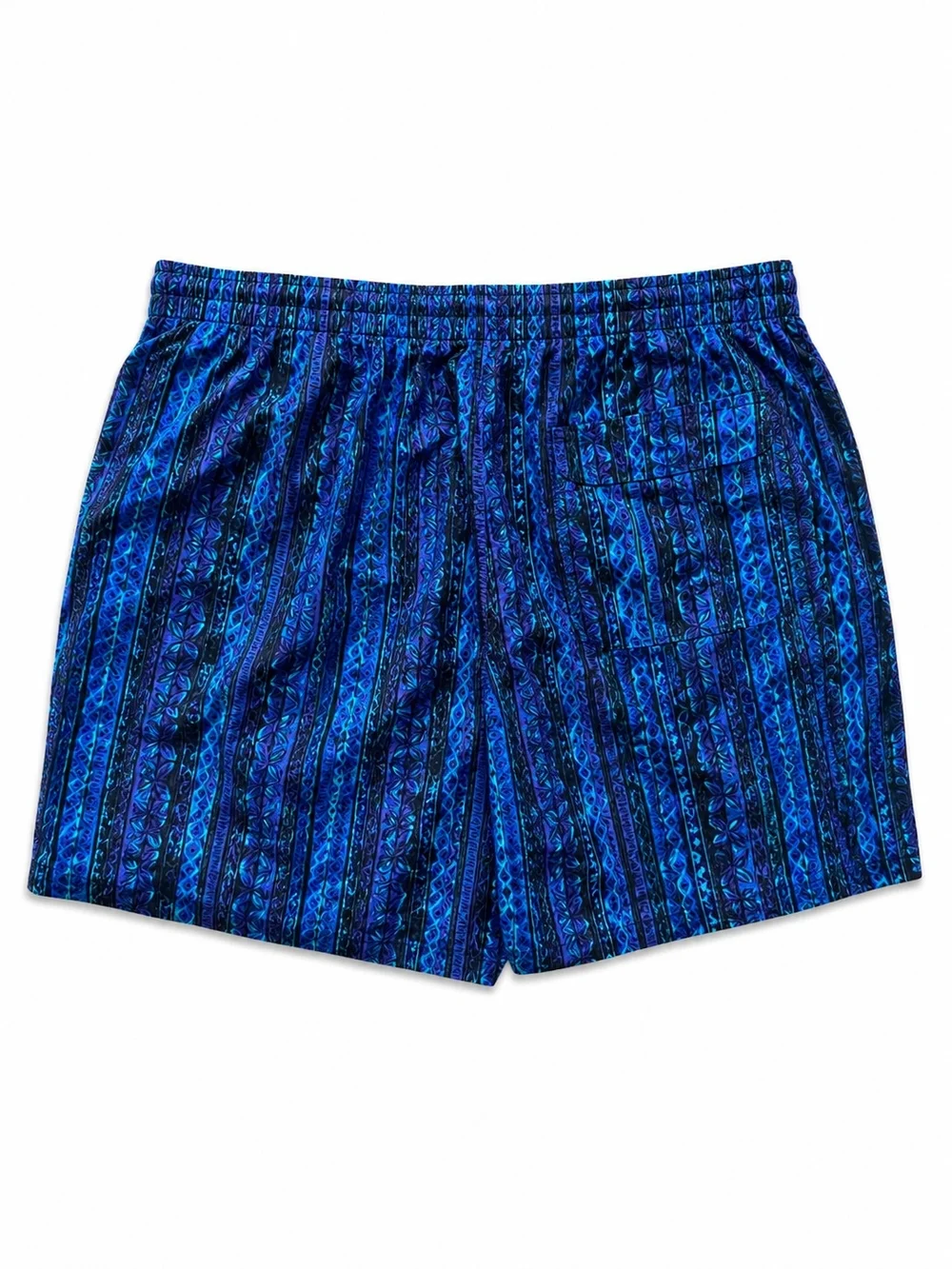 Vintage 90s Sport Swim Trunks Men's Blue Tribal Hawaiian Print Mesh Lined NWT M